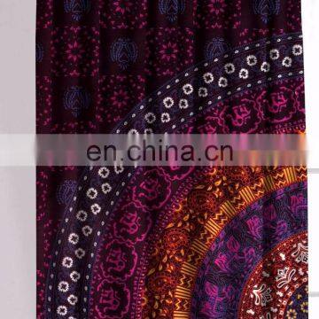 Indian Handmade Elephant Mandala Curtains Cotton Boho Drapes Violet Window Decor Decor Curtain photo-2