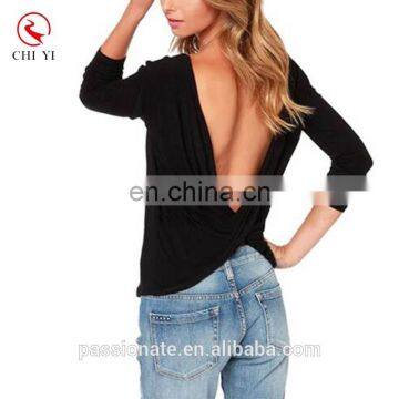 2017 Custom T-shirt v Neck With Solid Color and Plus Size for Women and Girls photo-3