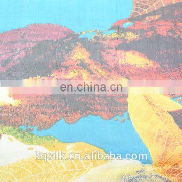 100% Silk Georgette With Colorful Leaves Pattern photo-1