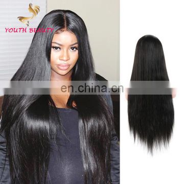 Fast shipping youth beauty hair brazilian human virgin 9A lace front wig in silky straight raw unprocessed hair