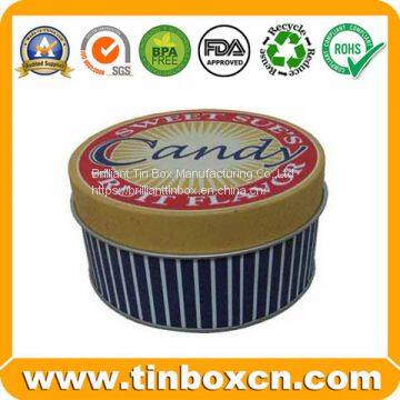 Round Metal Candy Tin Box for Sweets Sugars Confectionary Storage photo-3