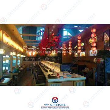 Rotary sushi conveyor belt system with intelligent food delivery system