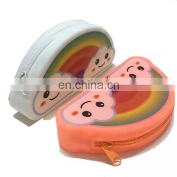 Moon Rainbow Shape Large Cosmetic Purse Bag Women Clutch Pouch Candy Color Silicone Zipper Key Wallets photo-2