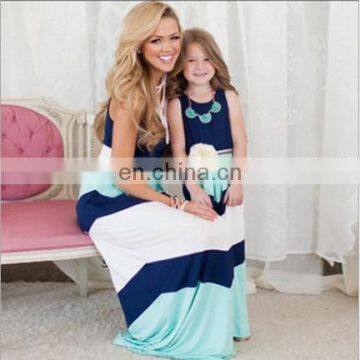 2019 summer blue white cotton mommy and me matching long maxi little baby dresses (this link for girls,1-10years)