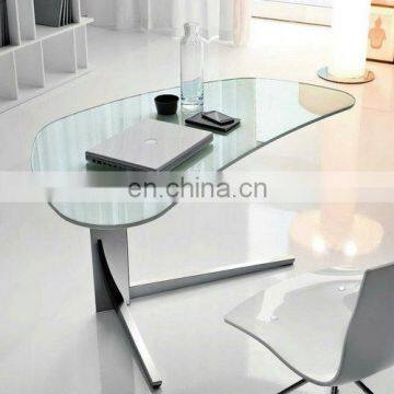 Home furniture general use fashion design steel chromed oval glass dining table for modern style