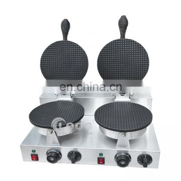 Hot Sale Double Head Electric Ice Cream Cone Machine/ Waffle Cone Maker with Ice Cream Cone Sleeves