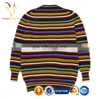 Women Fashion Striped Pullover Sweater Mongolian Cashmere Sweater photo-2