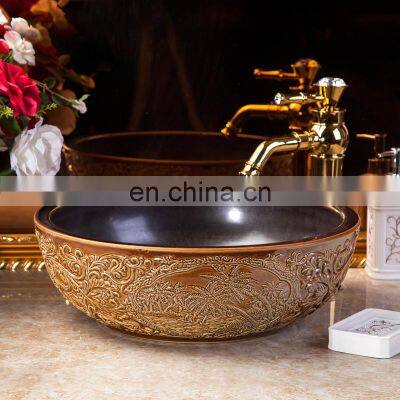 Retro Style Hand Carving Ceramic Sink From Capital of Porcelain Jingdezhen photo-4