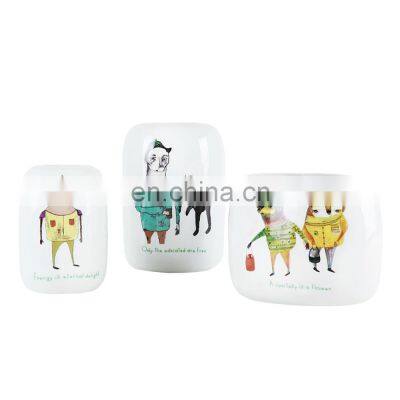 Modern Colored Painting Handmade Decal White Porcelain Table Vase Ceramic for Home Decor