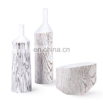 Nordic Hot Sale High Temperature Wood Grain Office Home Decor Ceramic Porcelain Vase photo-4