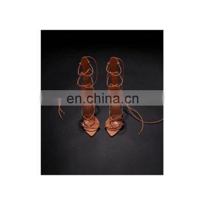 Women Shoes New Design Attractive Color Lace up High Heel Women's Sandals photo-4