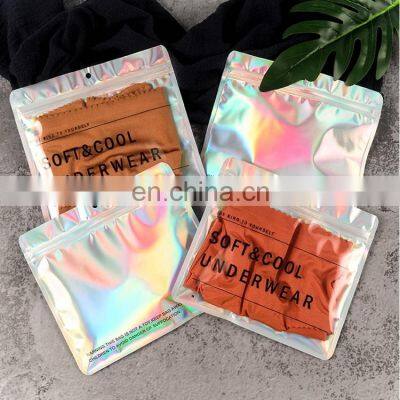 Printing Services Glossy Finish Rainbow Foil Hologram Packaging One Side Transparent For Clothes Packaging