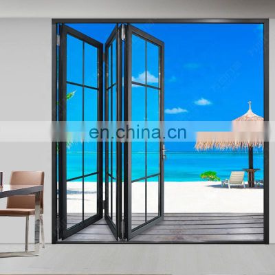 Folding door customized soundproof aluminum bi fold glass doors