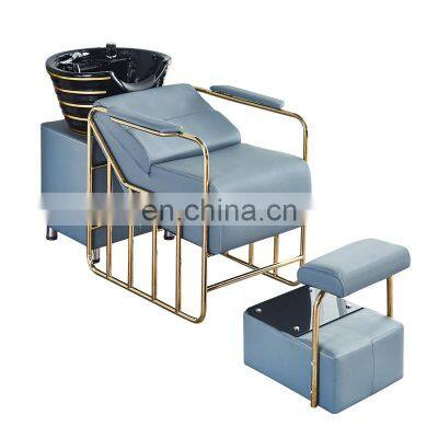 Barber Shop Shampoo Bed Hair Salon Special Ceramic Basin Stainless Steel Flush Bed Shampoo Basin