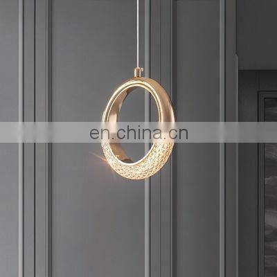 Modern Single Head Light Marble Lampshade Hanging Lighting With Gold Base Romantic Net Pendant Lamp