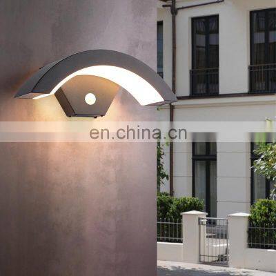 Outdoor Wall Lamp PIR Sensor Control Modern Exterior Building Garden Lighting LED Wall Light