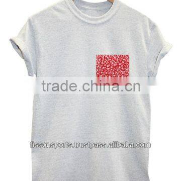 White Flower Pocket Grey T-shirt