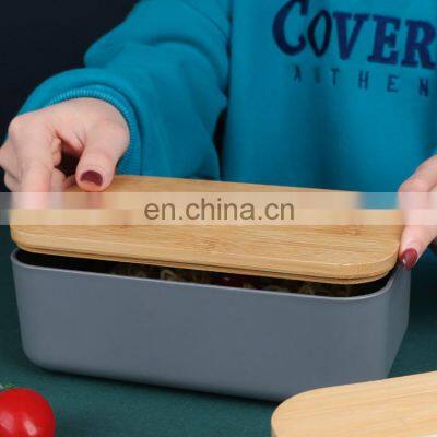Amazon Top Seller Eco Friendly Custom Children Tiffin Bento pp Plastic Degradable Lunch Box Bamboo Lid for Kids School Set photo-5