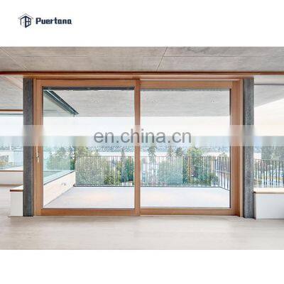 Aluminium Clad Timber Composite Sliding Patio Door Outdoor Exterior Aluminum Wood Sliding Doors External