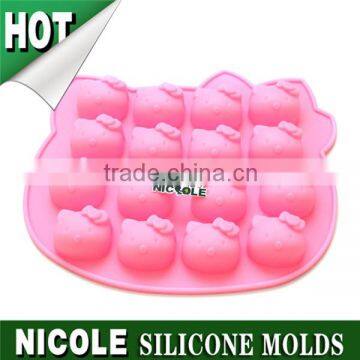 Nicole B0198 16 holes Kitty KT Cat shape silicone cake mold