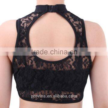 Girls Lyrical Two Pieces Lace Turtle Neck Dance Crop Tops, Dance Costumes photo-6