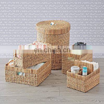 Hot Water Hyacinth Natural Wicker Diaper Caddy Home Decoration Storage Wicker Basket In Bulk Wholesale Vietnam Supplier photo-2