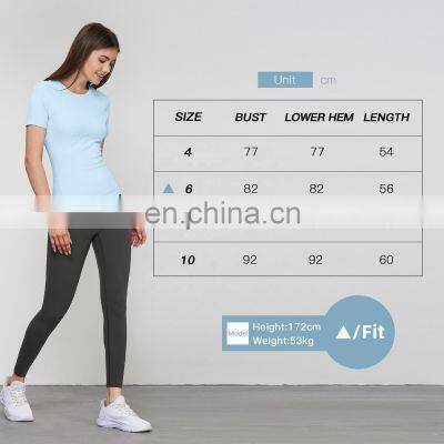 Loose Casual Fitness Sports T Shirts Wholesales Yoga Sportswear Plain Ribbed Short Sleeve Tops photo-5