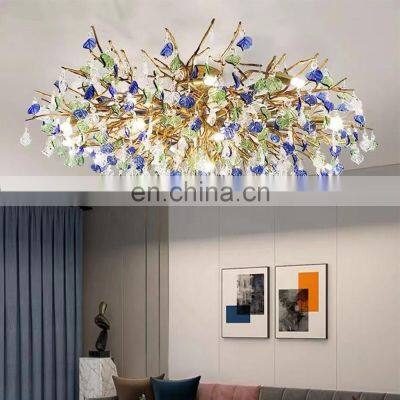 living room dining modern led branch leaf glass creative luxury flower chandelier