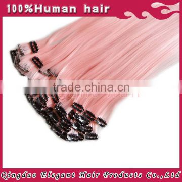 Most popular Rainbow colorful clip in wholesale synthetic hair extensions