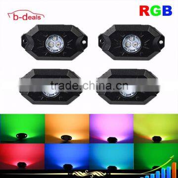 B-deals waterproof 9w 8pod rgb rock lights for Jeep Offroad ATV SUV 4x4