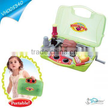 Kids Portable Barbecue Grill Play Set With Lighting & Music