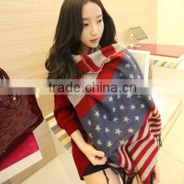 Hot Sale Jacquare United State Flag Fashion Ladies Cashmere Shawl