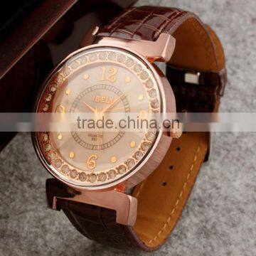 Fashion Lady watches women with rhinestone jewellery women's watches brown leather band LD070