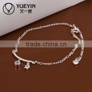 2014 Wholesale micro pave silver anklet bracelet