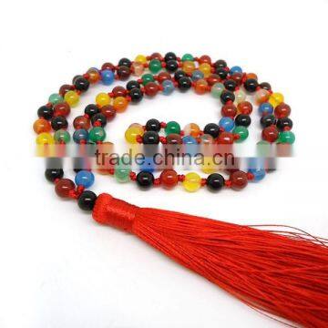 NE2141 Hand Knotted Agate 108 Prayer Beads Buddhist Mala                        
                                                Quality Choice