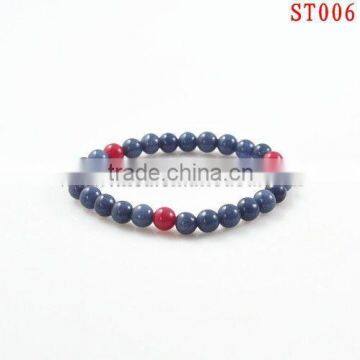 ST006 2013 New design natural stone bracelet with fashion red coral and lazurite