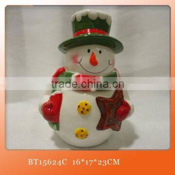 Santa Claus Face Red and White Ceramic Stoneware Christmas Cookie Jar