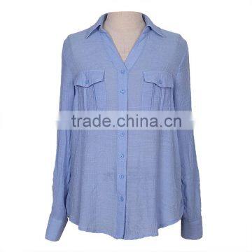 Blue collar girls tops shirts designs dress/female apparel manufacturers