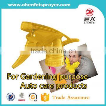 Custom plastic screw trigger sprayer with trigger sprayer pump bottle for cleaning trigger sprayer in yellow and size 28/410