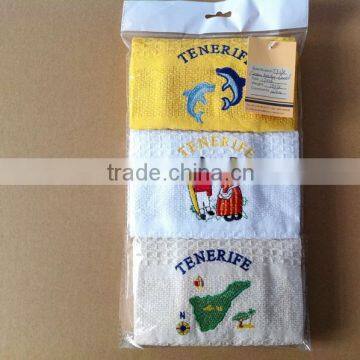 Cotton Waffle Weave Embroidery Tea Towel