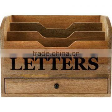 bamboo desk organizer storage with drawer new design bamboo Letters Holder wholesale