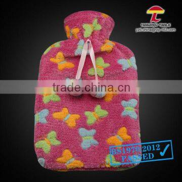 pink with butterfly coral fleece cover for hot water bag