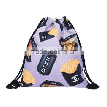 OEM High Quality 3D Printed Bitch Fast Food Eco Drawstring Bag Suppliers