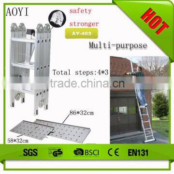 Industrail or domestic aluminium profile folding telescopic ladder AY-403 with en131