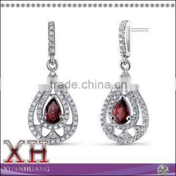 Genuine Garnet Sterling Silver Chandelier Dangle Earrings