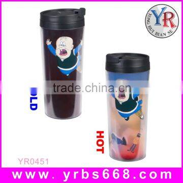 Color Changing Double Wall Plastic Tumbler Travel Mug