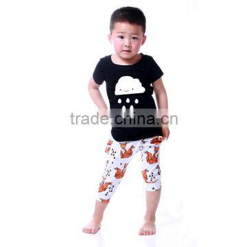 Wholesale cotton children clothing 2016 T-shirt with capri pants