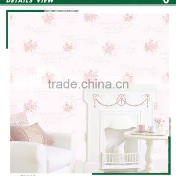 remnants foaming non woven wallpaper, pastoral floral wallcovering for wedding house , eco-friendly wall decal designs