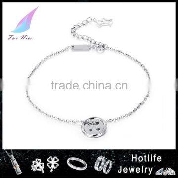 body chain jewelry button charm stainless steel fashion anklets for women