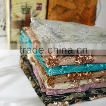 Fashion Flower Pattern Sequin Embroidery Fabric for Wedding Dress photo-4